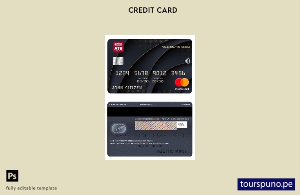 lista para imprimir plantilla de mastercard del banco ATB de Túnez